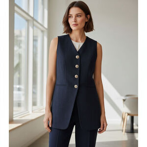 Women's NYCC Navy Vest with Gold Buttons S